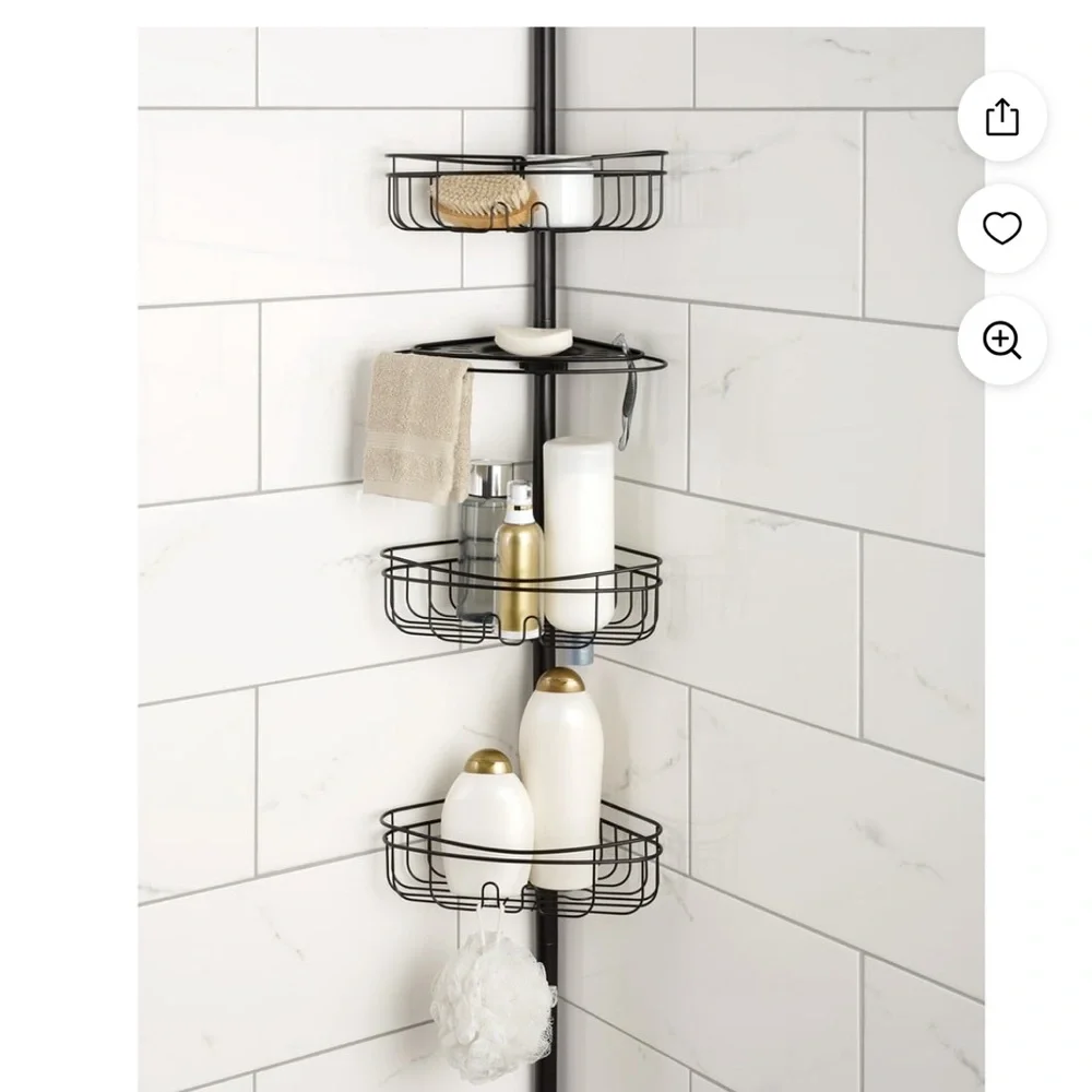 4-Tier Tension Pole Shower Caddy With Adjustable Baskets and Soap Tray